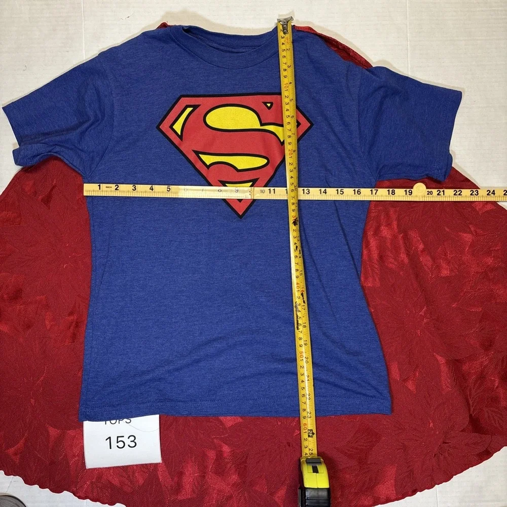 DC Comics Superman Cape Shirt Kids XL 14/16 Blue Red Costume Graphic T-Shirt